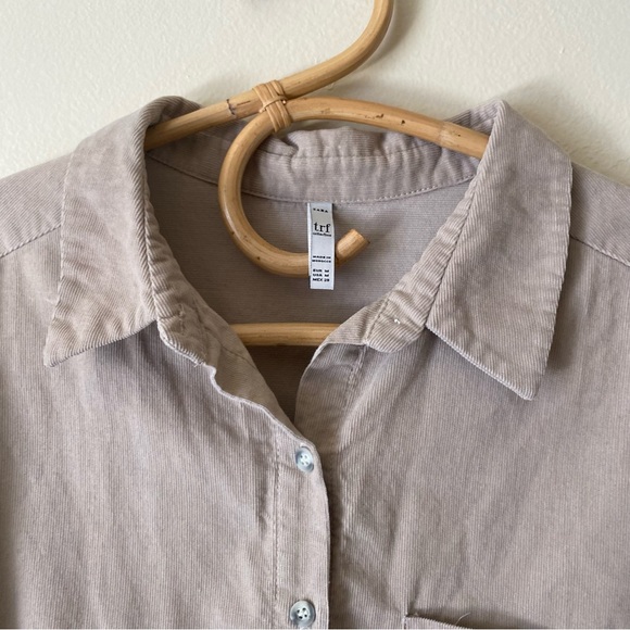 Zara TRF Collection Tan Burton Collar Crop Long Sleeve Top - Picture 3 of 5